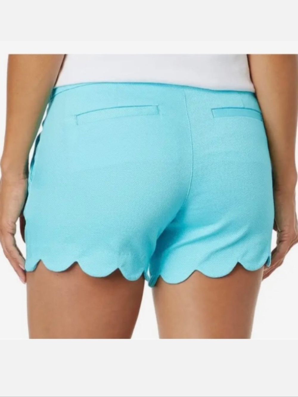 Lilly Pulitzer Buttercup Scalloped Shorts Bali Blue Aqua - Picture 9 of 9